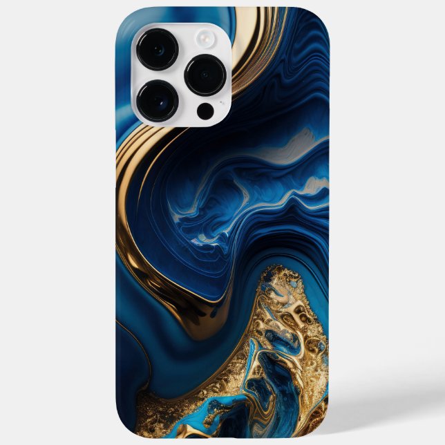 BLUE & GOLD ABSTRACT LIQUID LOOK SWIRLS Case-Mate iPhone CASE (Back)