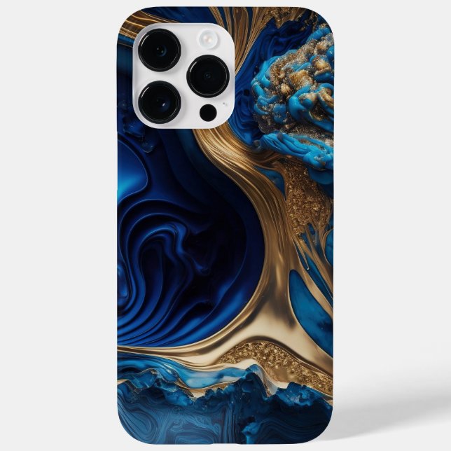 BLUE & GOLD ABSTRACT LIQUID LOOK SWIRLS Case-Mate iPhone CASE (Back)