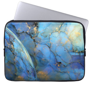 blue gold abstract scifi orb earth laptop sleeve
