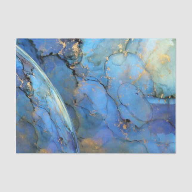 blue gold abstract scifi orb earth  tissue paper (Front)