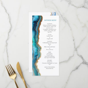 Blue Gold Agate Bat or Bar Mitzvah Menu
