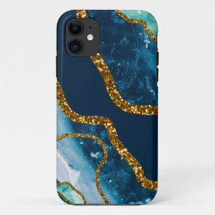 Blue & Gold Agate Geode iPhone 11 Case