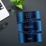 Blue gold agate marble name business logo 2025 planner<br><div class="desc">Blue gold agate,  marble stone print as background Personalise and add your business logo,  name and a year. The name is written with a modern hand lettered style script.</div>