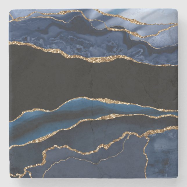 Blue Gold Agate Stone Coaster (Front)