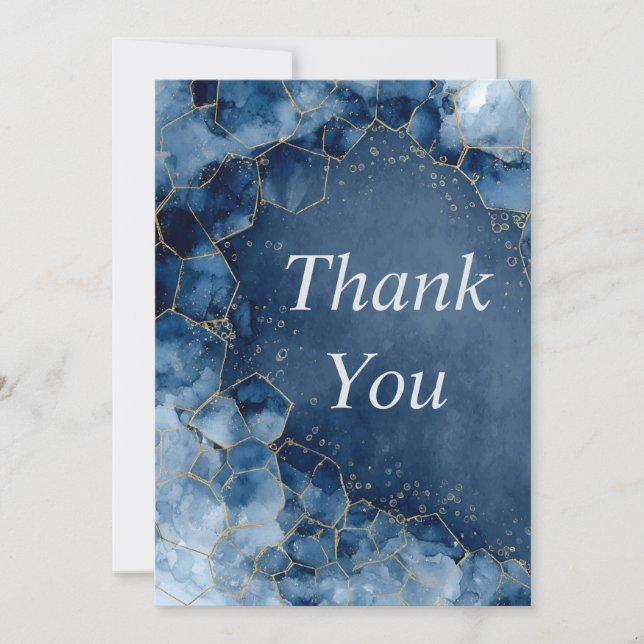 Blue & Gold Agate Thank You Card (Front)