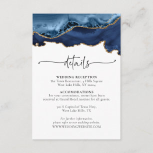 Blue Gold Agate Wedding Details Enclosure Card
