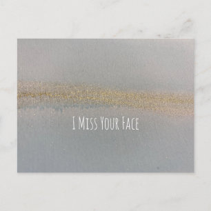Blue Gold Alcohol Ink Abstract I Miss Your Face Postcard