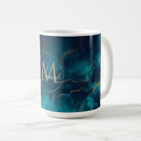 Blue Gold Alcohol Ink Art Deep Blue Ocean