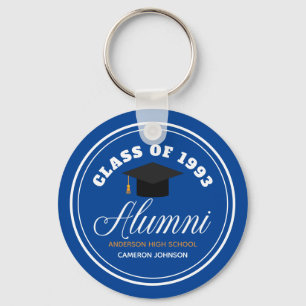 Blue Gold Alumni School Reunion Personalised Key Ring