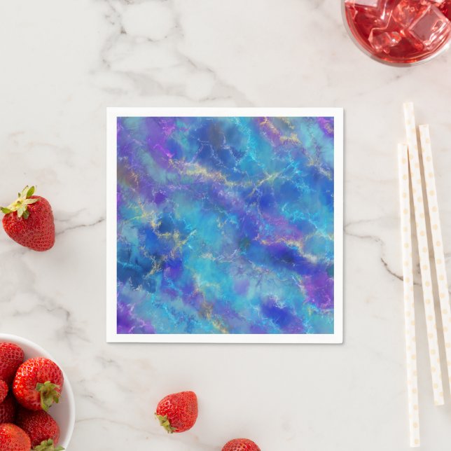 Blue, Gold and Purple Marble  Napkin (Insitu)