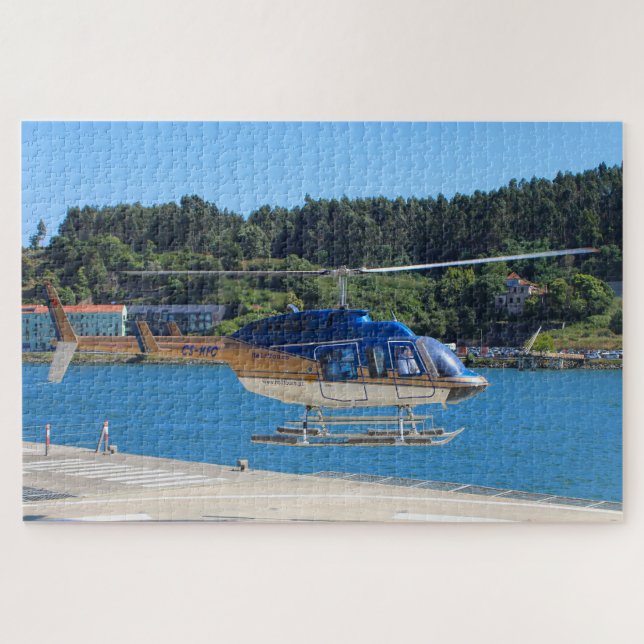 Blue, gold and white helicopter, Portugal Jigsaw Puzzle (Horizontal)
