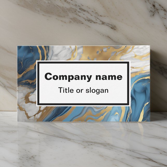 Blue gold and white marble Business Card (Creator Uploaded)