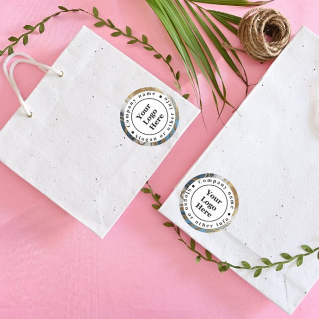 Blue gold and white marble classic round sticker (Creator Uploaded)