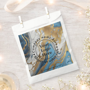 Blue gold and white marble favour bags