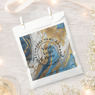 Blue gold and white marble favour bags