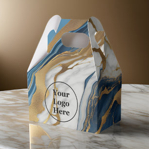 Blue gold and white marble favour box