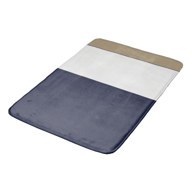 Blue, Gold and White Stripes Bath Mat (Angled)