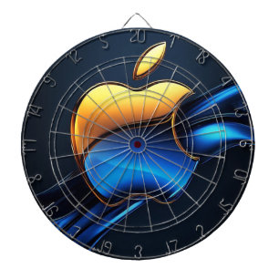 Blue Gold Apple Symbol With Flowing Abstract Detai Dartboard