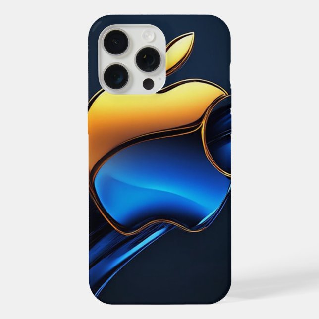 Blue Gold Apple Symbol With Flowing Abstract Detai iPhone Case (Back)