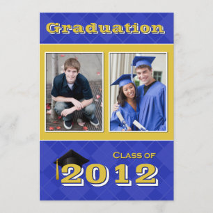 Blue Gold Argyle Graduation SCROLL DOWN for 2013 Invitation
