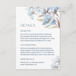 Blue Gold Artistic Flowers Enclosure Card