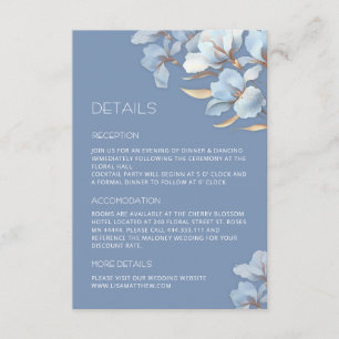 Blue Gold Artistic Flowers Enclosure Card