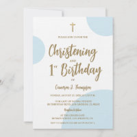 Blue Gold Baby Christening and 1st Birthday joint