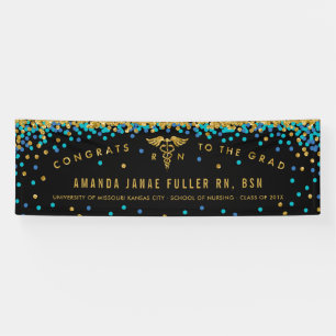 Blue & Gold Banner for Nurse Graduation Party