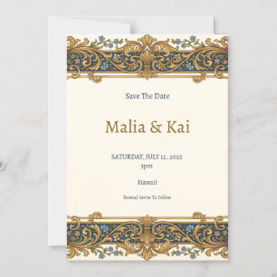 Blue Gold Baroque Save the Date Magnet