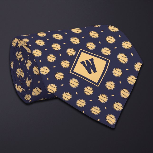 Blue Gold Baseball Icon Necktie (Creator Uploaded)