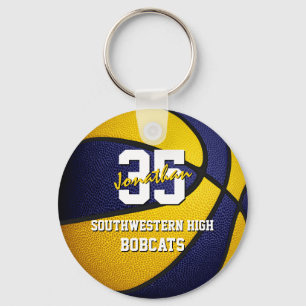 blue gold basketball club team colors key ring