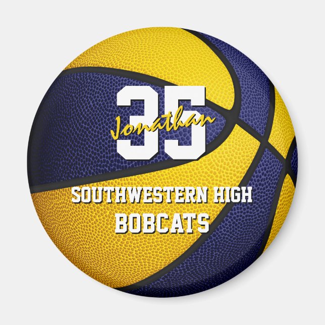 blue gold basketball club team colours magnet (Front)