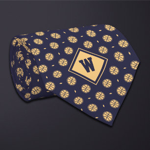 Blue Gold Basketball Icon Necktie