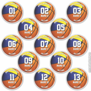 blue gold basketball team colours 13 players names