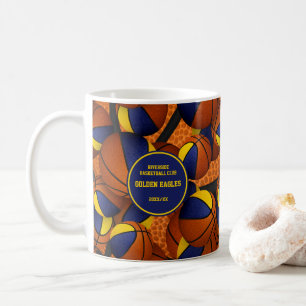 blue gold basketball team colours coach name coffee mug