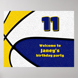 blue gold basketball team colours party welcome poster
