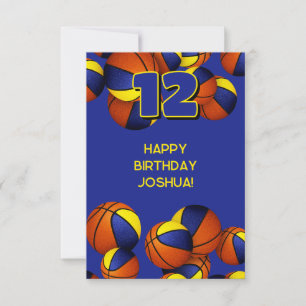 blue gold basketballs happy birthday card