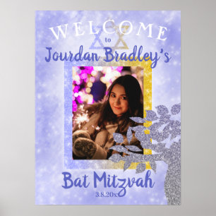 Blue & Gold Bat Mitzvah Welcome Sign
