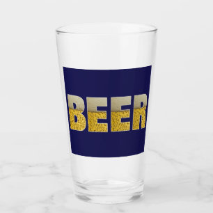 Blue Gold Beer Lovers Drinking Glass