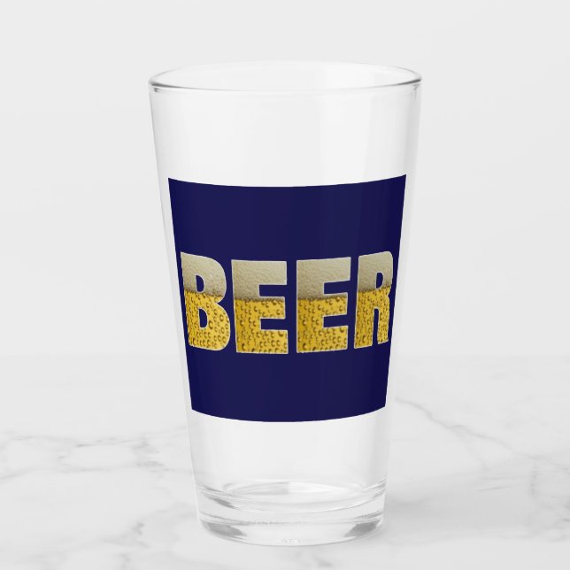 Blue Gold Beer Lovers Drinking Glass (Front)