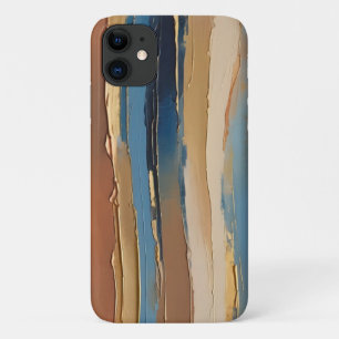 Blue gold beige and bronze textured stripes iPhone 11 case