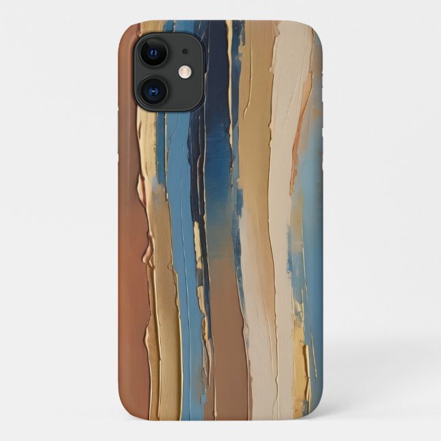 Blue gold beige and bronze textured stripes Case-Mate iPhone case (Back)