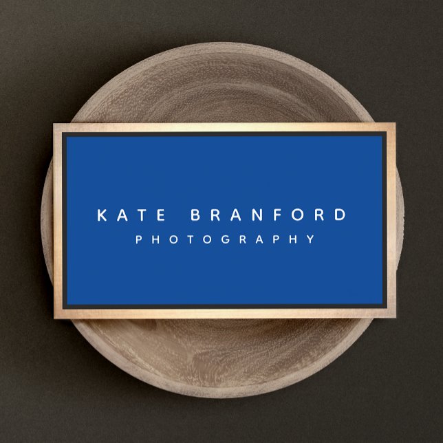 Blue Gold Border Modern  Professional  Business Card (Creator Uploaded)