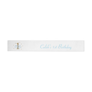 Blue & Gold Boys ONE 1st Birthday Party Wraparound Address Label