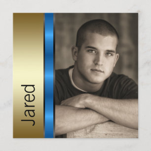 Blue Gold Boys Photo Graduation Announcements