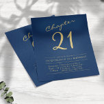 Blue Gold Budget 21st Birthday Invitation Flyer<br><div class="desc">Make a Statement for Your 21st Birthday Bash - Get Personalised Invites! Celebrate your 21st birthday in style with these beautiful budget personalised 21st birthday invitations. Showcase your own style and personality with our custom invites, featuring a stunning blue background with gold script. Whether you're inviting friends and family to...</div>