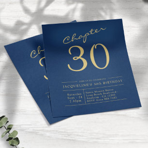 Blue Gold Budget 30th Birthday Invitation Flyer