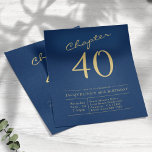 Blue Gold Budget 40th Birthday Invitation Flyer<br><div class="desc">Celebrate Your 40th Birthday in Style with this Budget-Friendly Invitation Flyer. It's time to celebrate turning 40 in style! Make your special day unforgettable with our Blue Gold Budget 40th Birthday Invitation Flyer. This wallet-friendly design features a stunning blue background with gold script, perfect for creating a personalised and unique...</div>