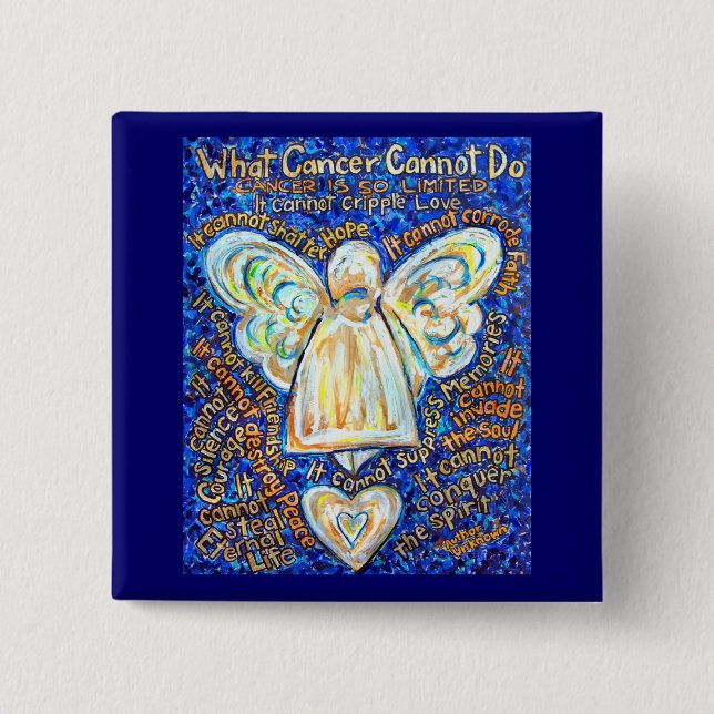 Blue & Gold Cancer Angel Button (Front)