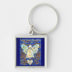 Blue + Gold Cancer Cannot Angel Art Key chain